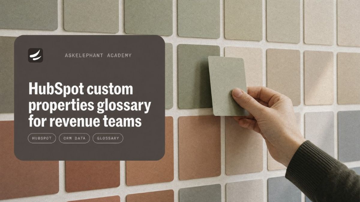 HubSpot custom properties glossary for revenue teams