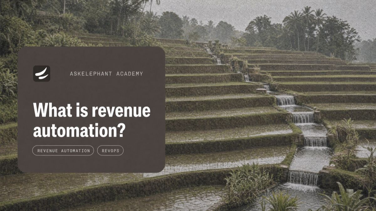 What is revenue automation - definition diagram showing automated CRM updates, handoffs, and workflows from sales conversations