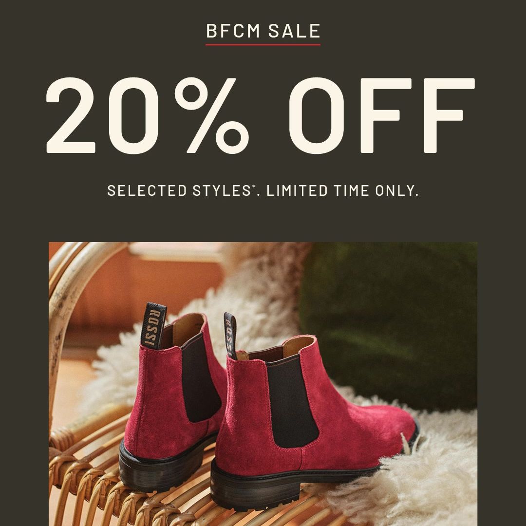 BFCM Sale Now On
*20% Off Selected Styles. Limited Time O...
Shop BFCM Sale via the link in bio.
#RossiBoots