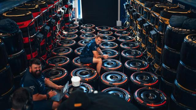 Enough tyres to tire you out trying to count them.