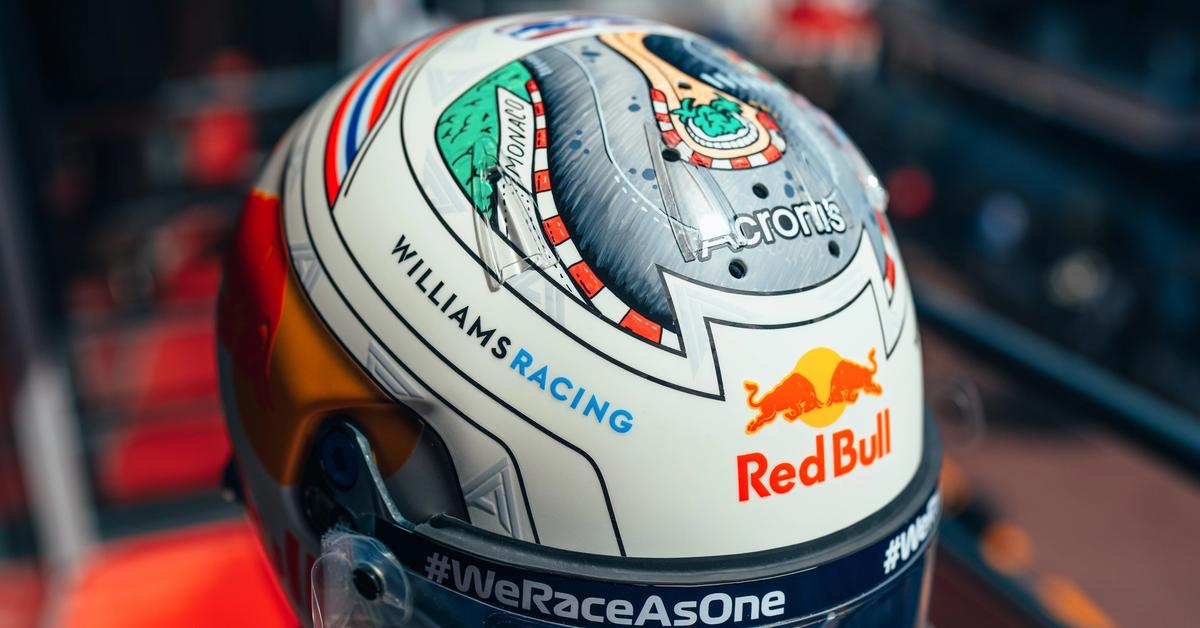 Alex Albon introduces special helmet for Monaco Williams Racing