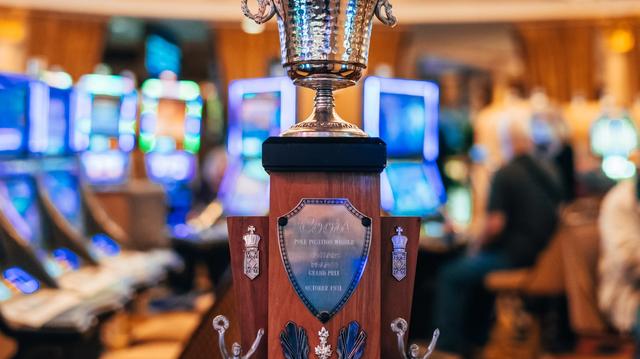 This particular piece of silverware seems right at home amongst the slot machines.