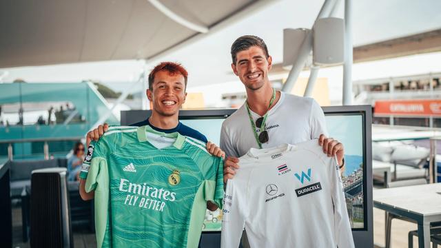 Alex swapped shirts with his old Virtual Grand Prix sparring partner (and Real Madrid goalkeeper), Thibaut Courtois