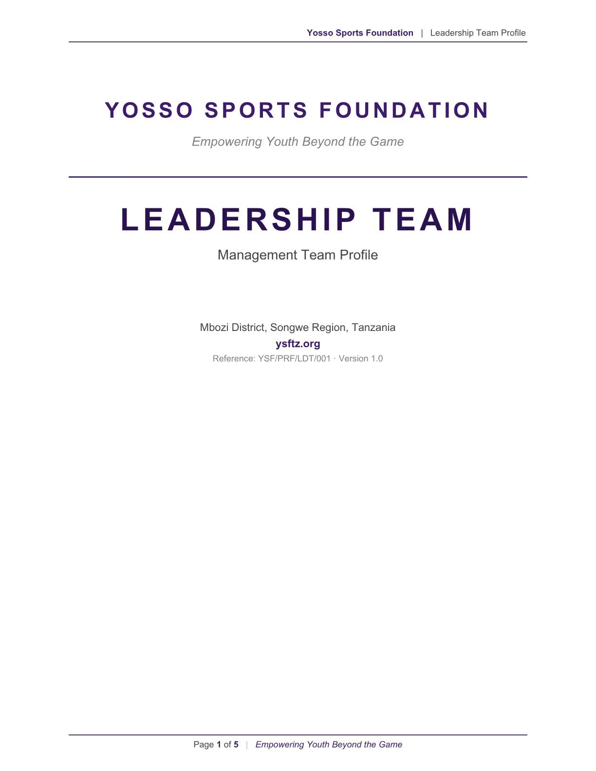 Leadership Team Profile 2026