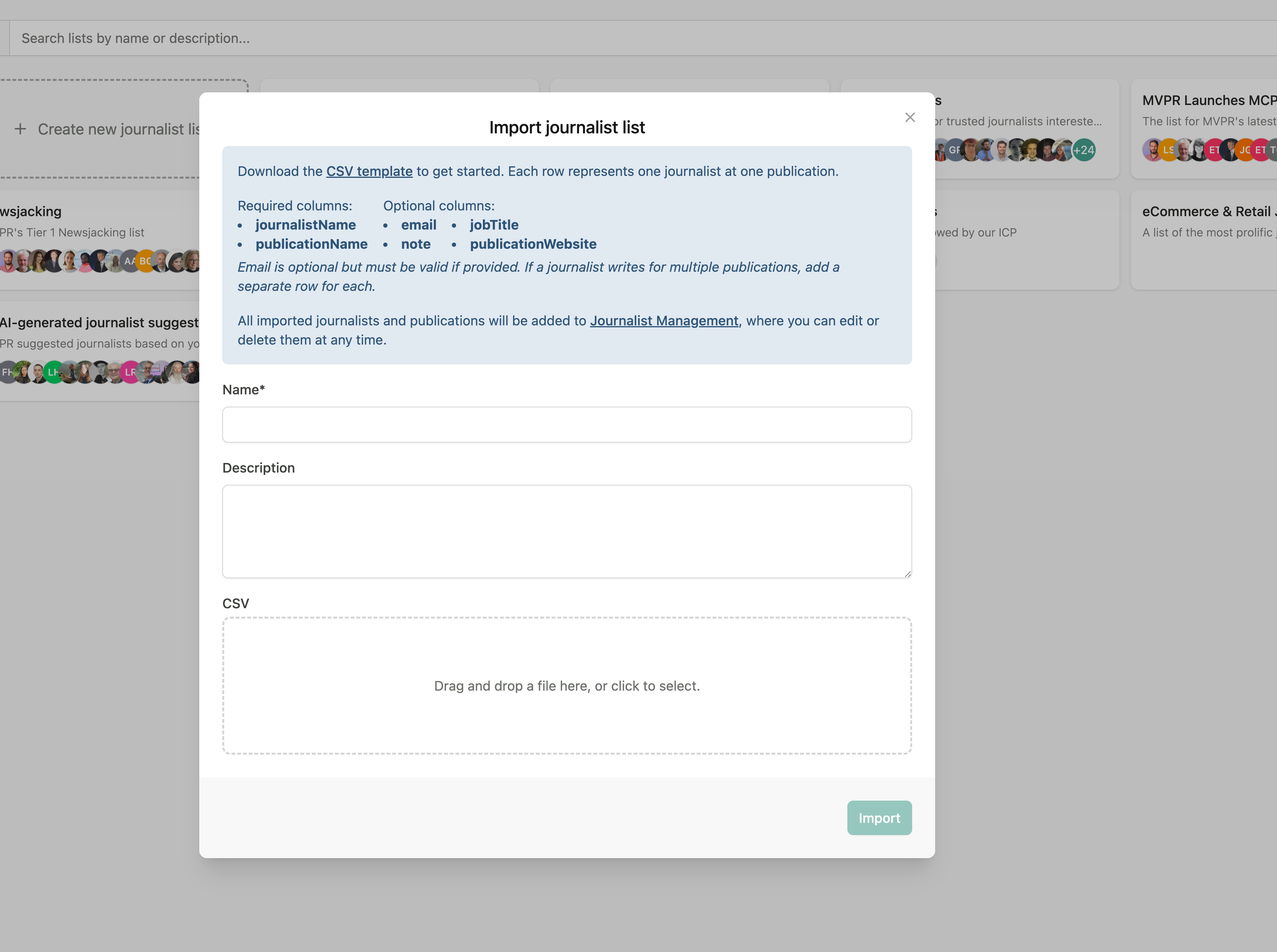 Improved journalist and publication imports