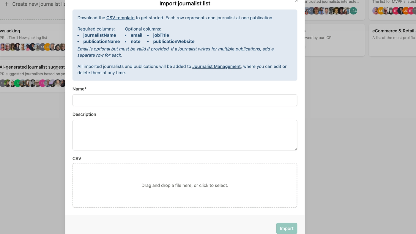 Import existing media lists