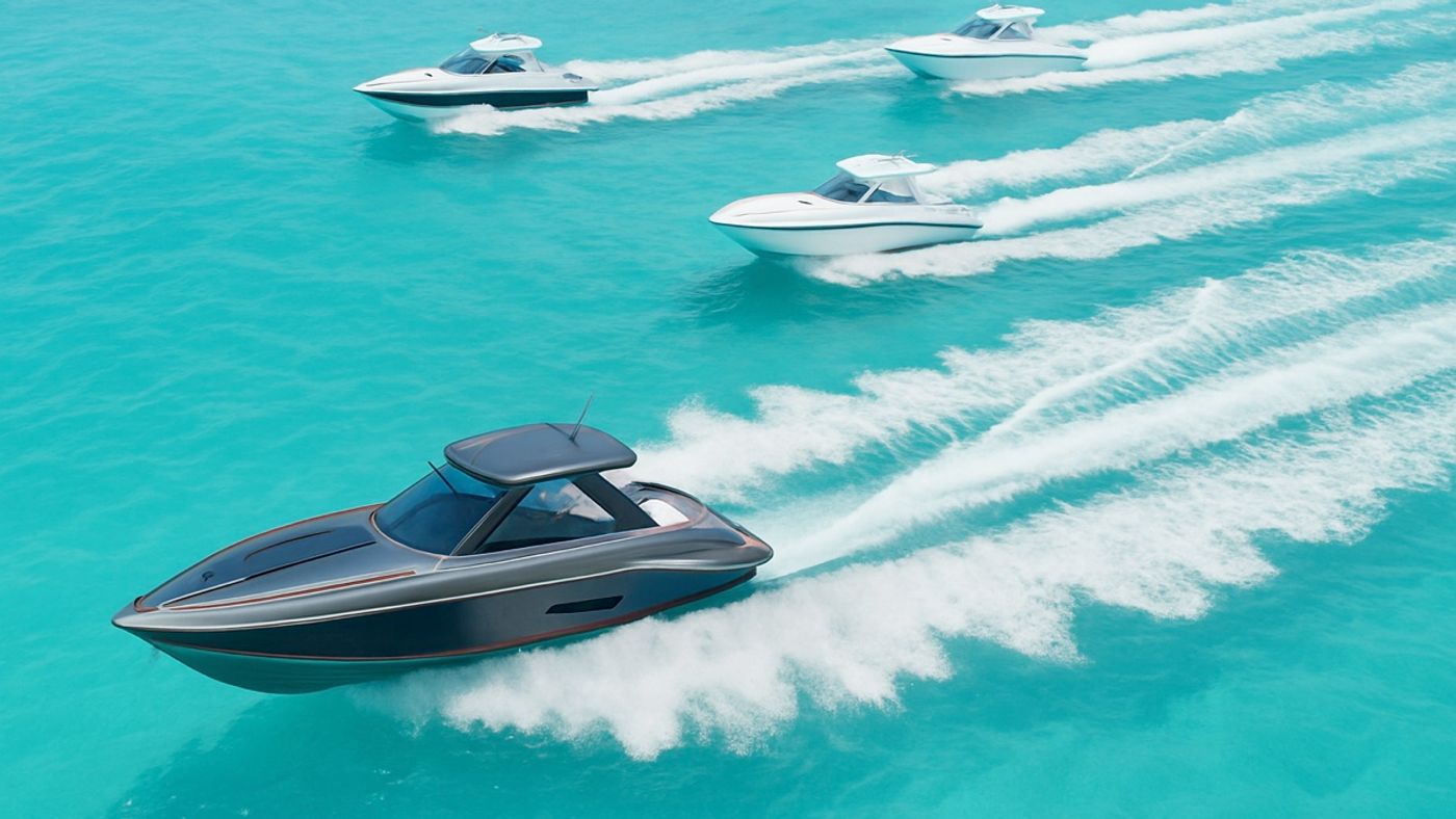 A fleet of speedboats cutting across turquoise water, a metaphor for shipping new MVPR features