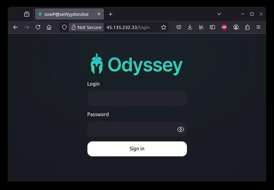 Odyssey login page.