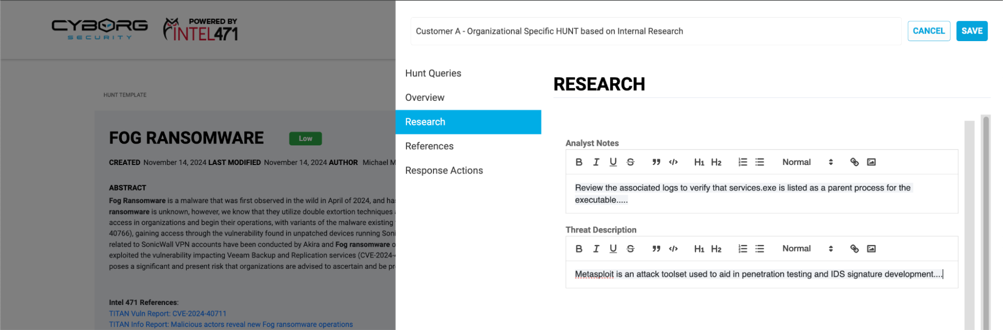 Image 4: Add your research notes to Custom Hunt Packages