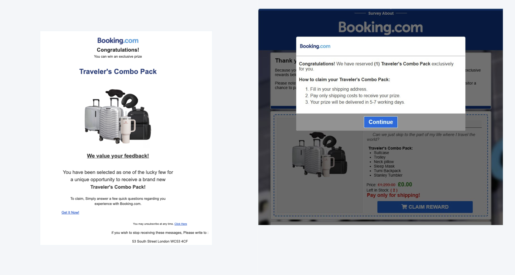 The image depicts a screenshot of a phishing email leveraging the “you have been chosen” theme captured Nov. 24, 2024.