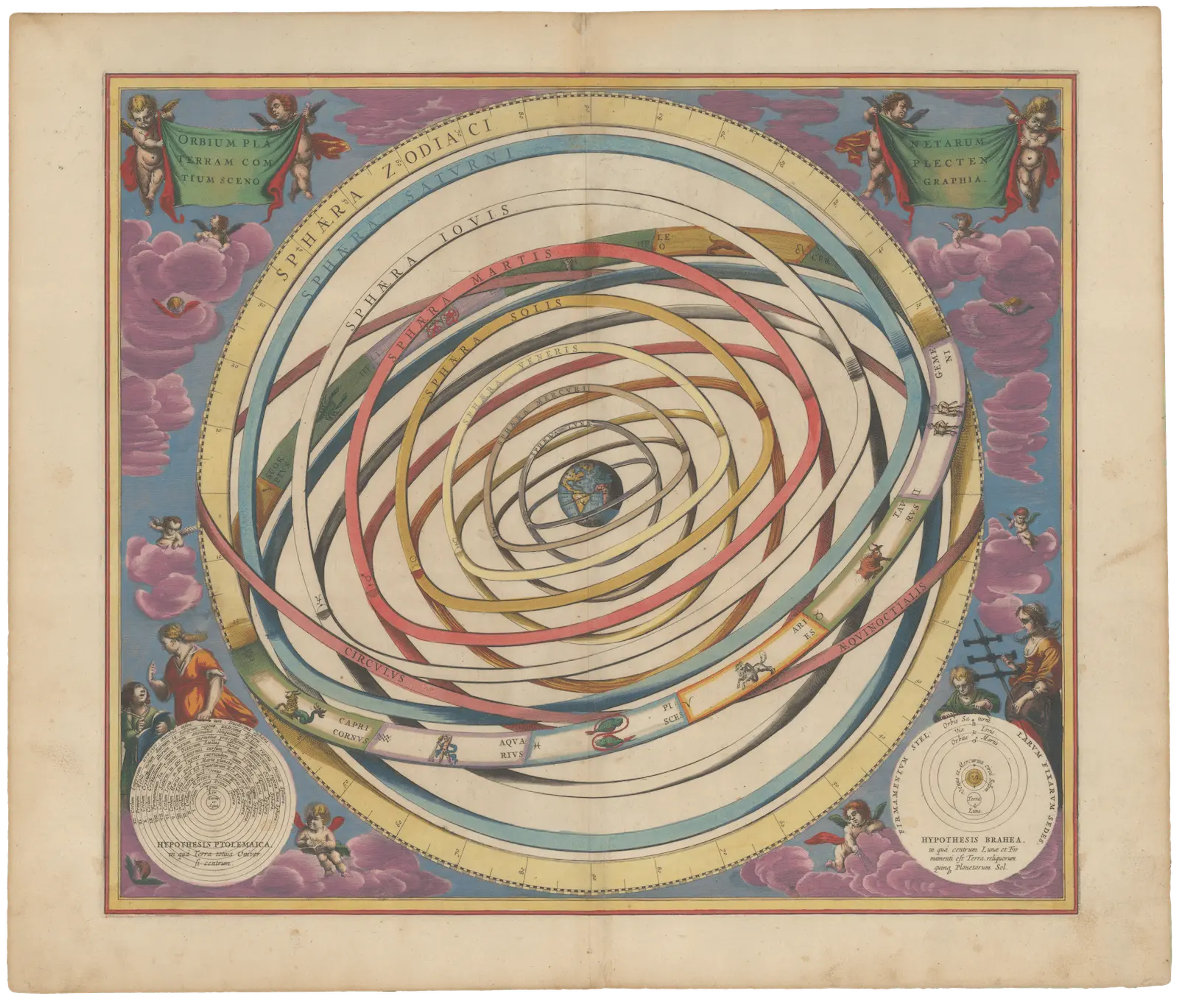 A preview of Andreas Cellarius' star atlas depicting the location of the Earth encircled by the celestial circles.