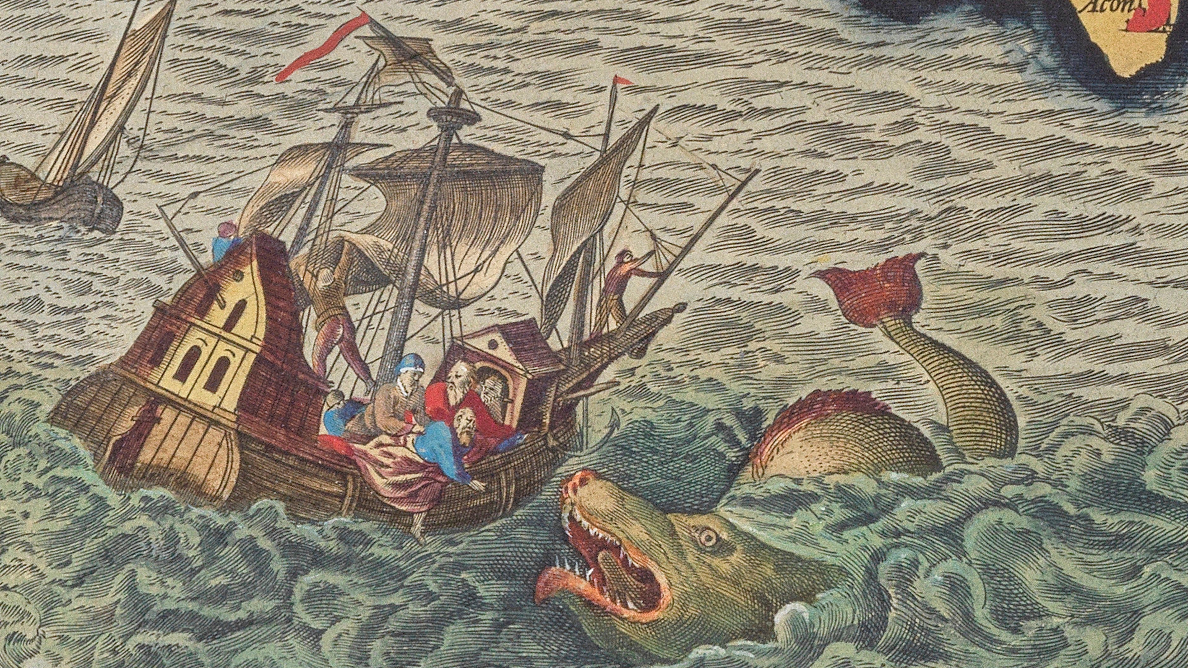 Engraving of Jonah and the whale