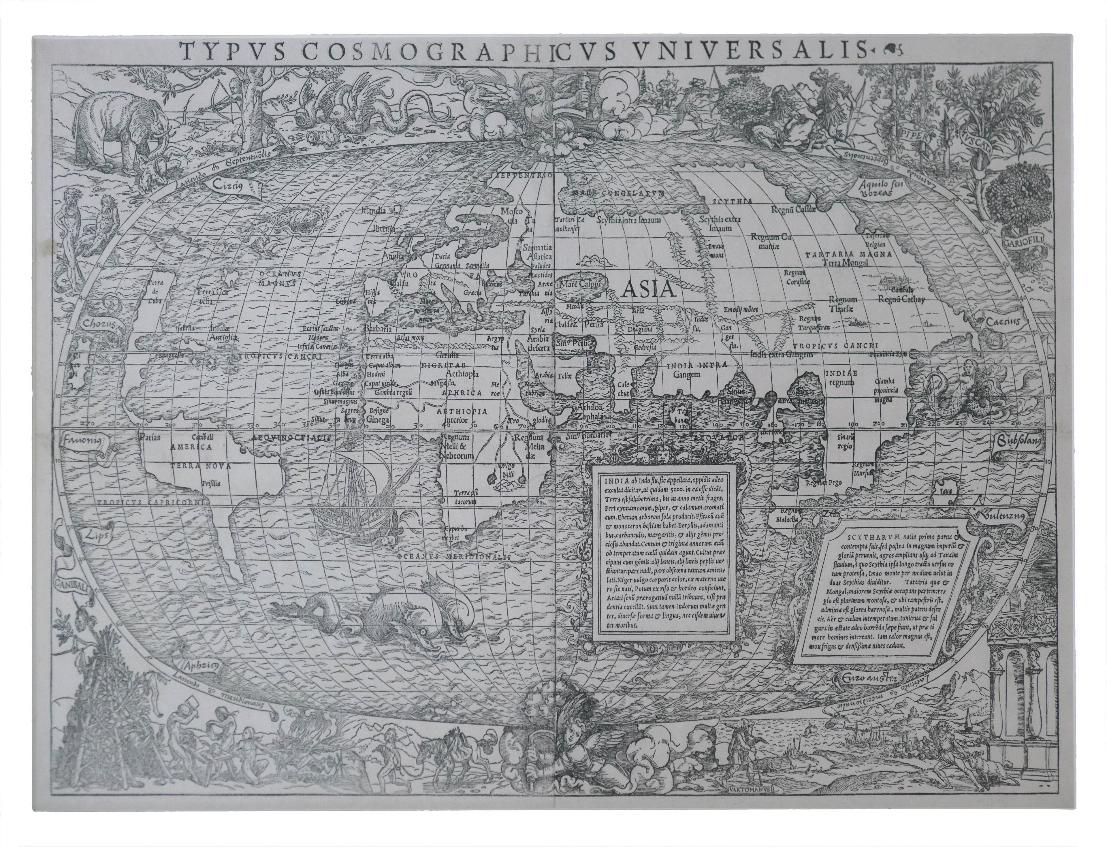 Preview of a map of the world by Sebastian Münster and Hans Holbein