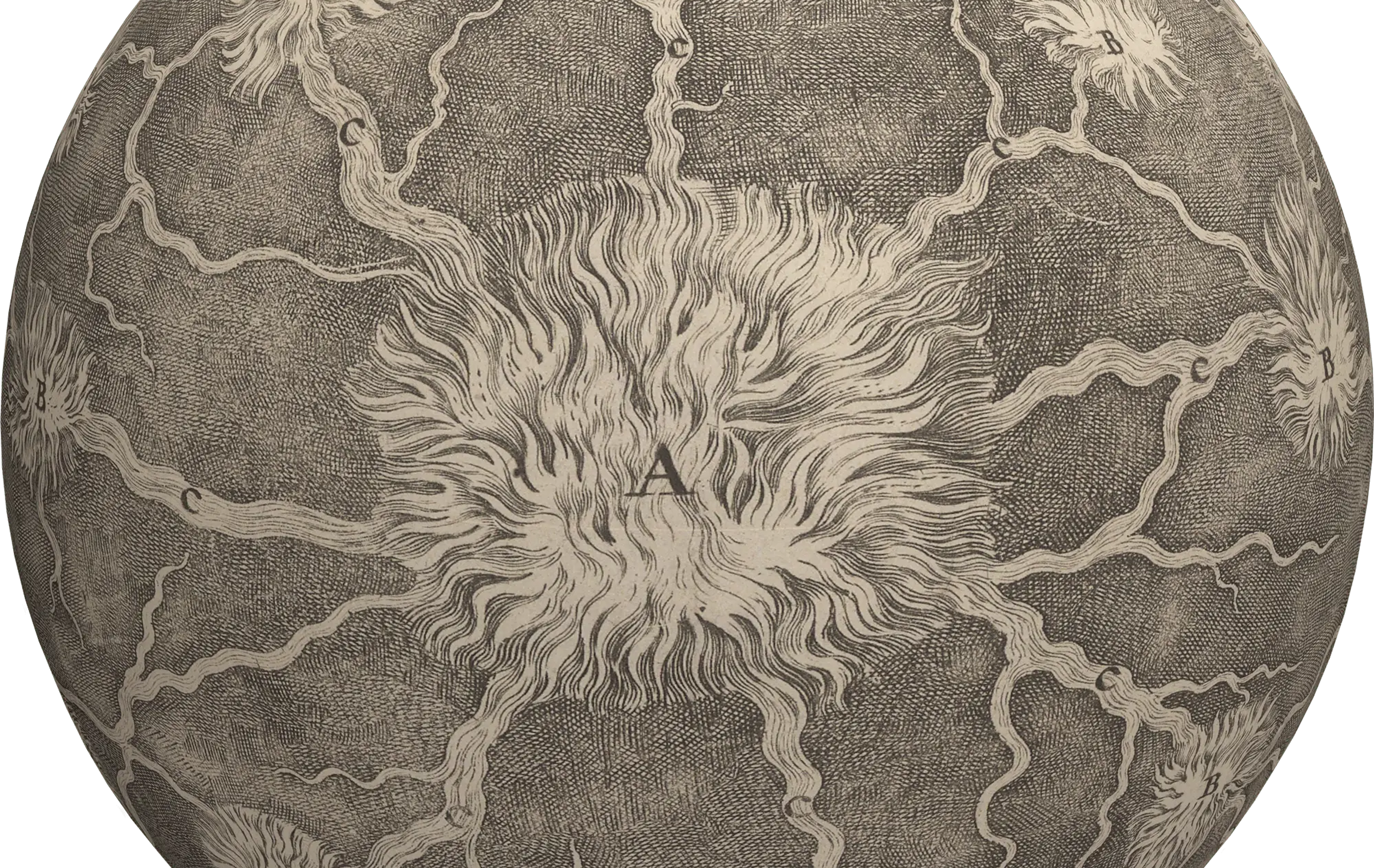 An engraving from Kircher's book on volcanic activity