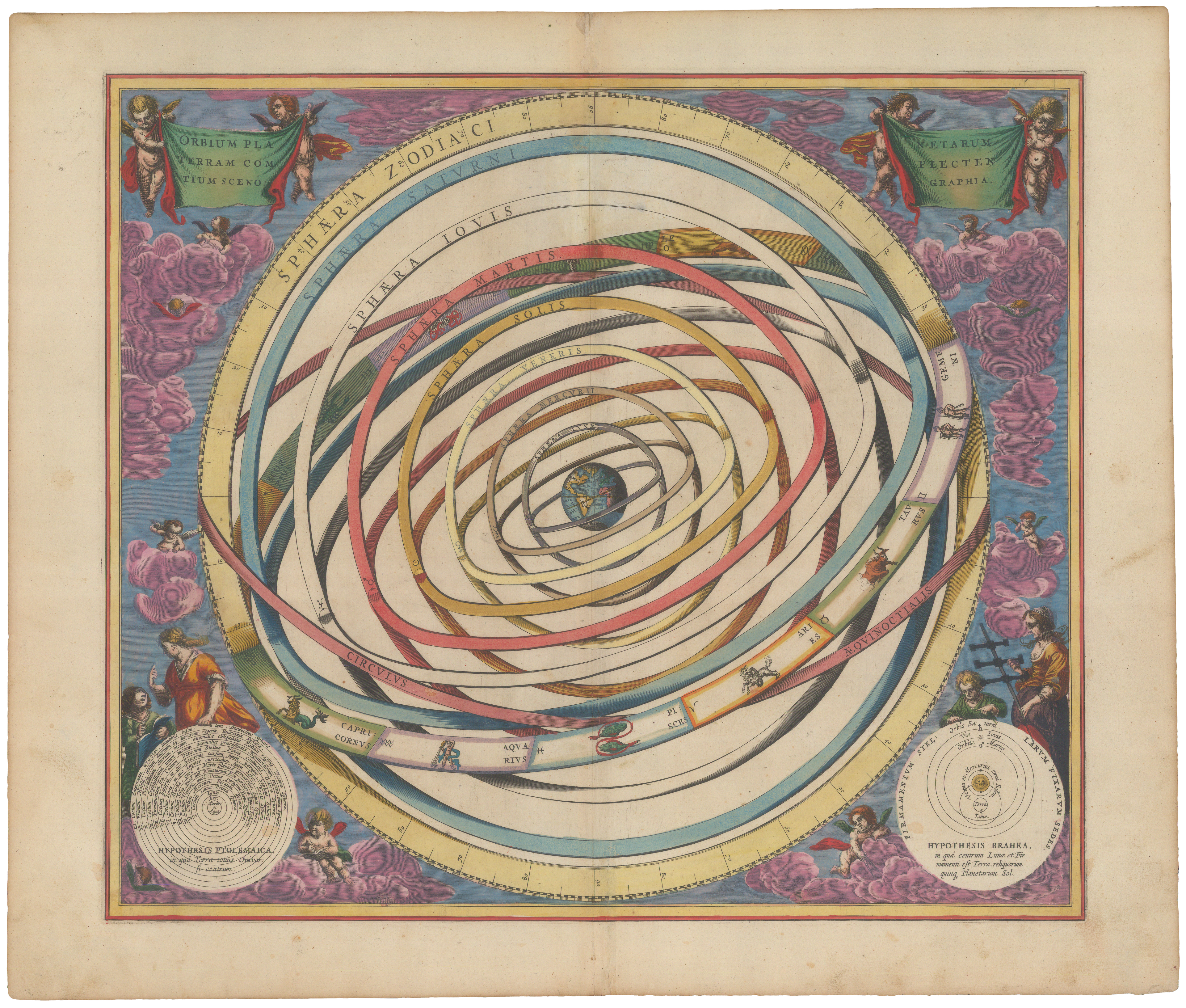 A preview of Andreas Cellarius' star atlas depicting the location of the Earth encircled by the celestial circles.