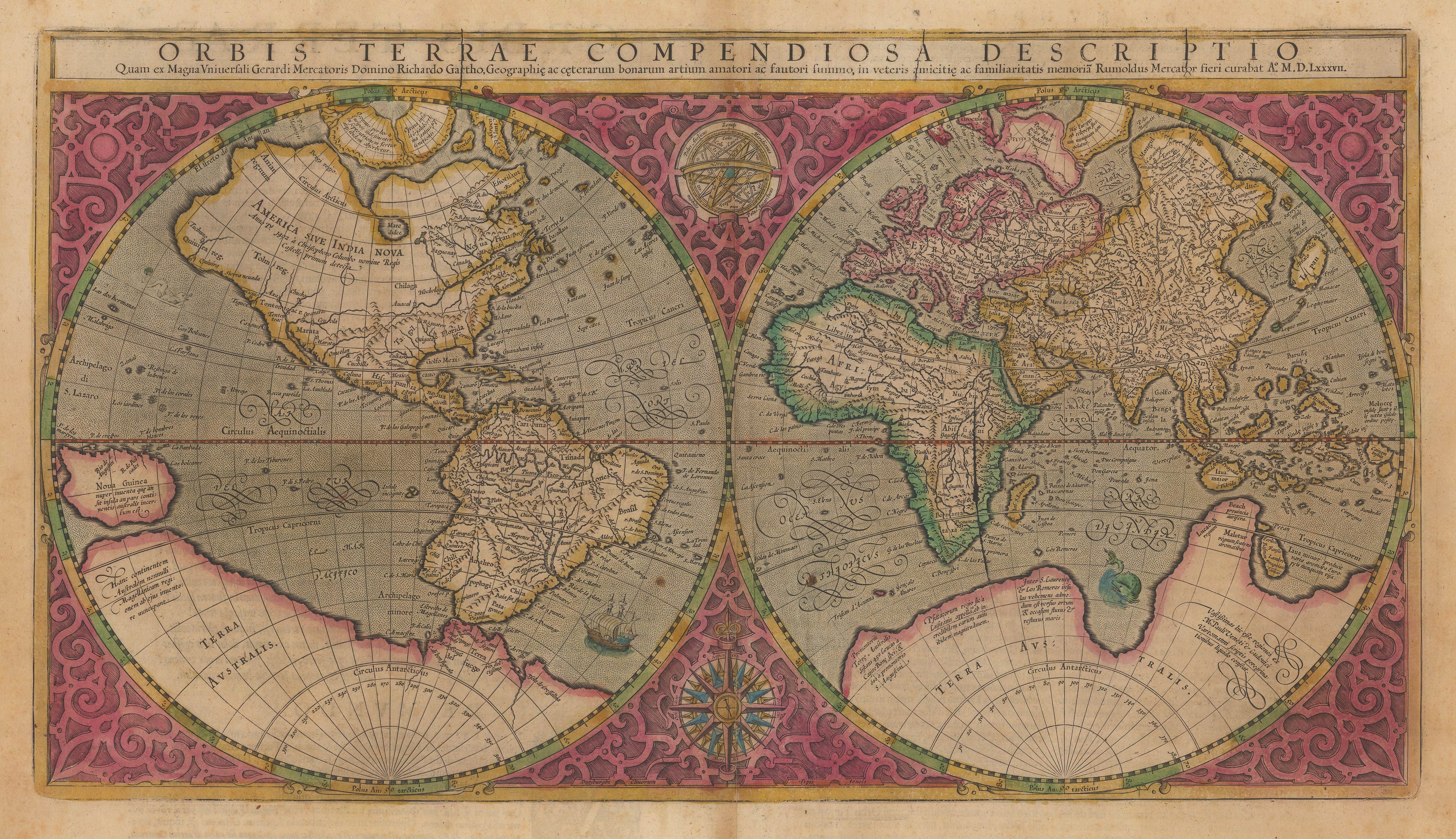 Rumold Mercator/Henricus Hondius, Orbis Terrae Compeniosa Descriptio, c.1623