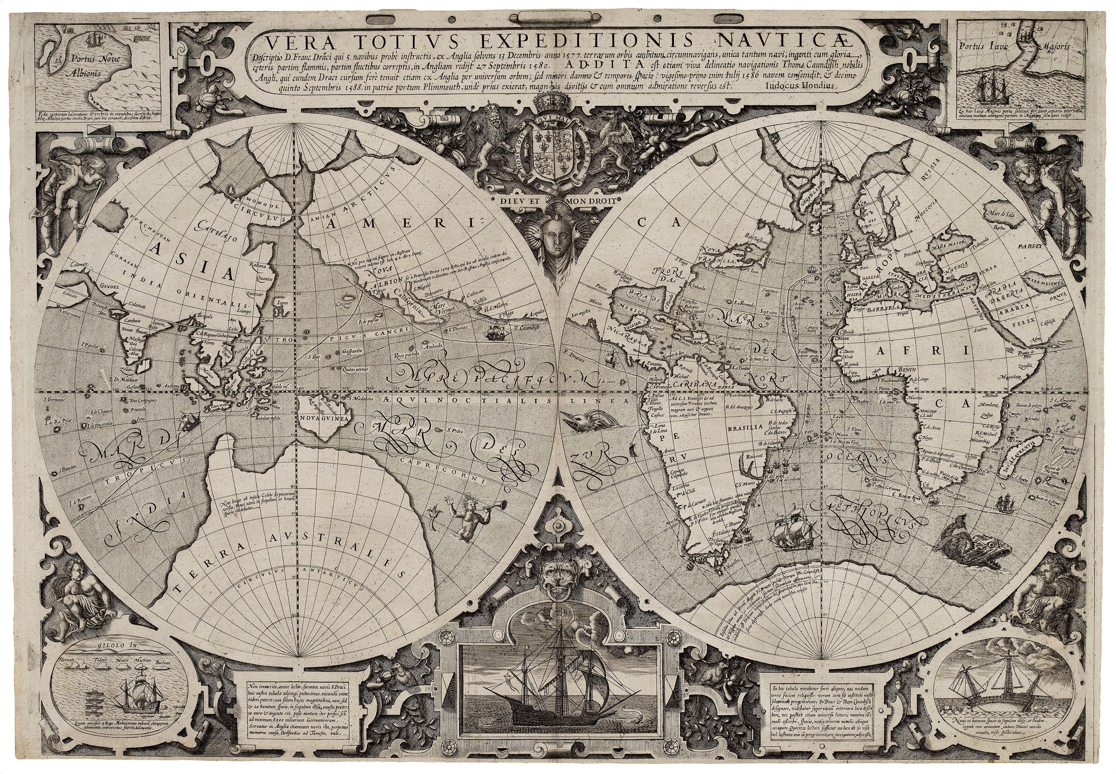 Jodocus Hondius, Vera Totius Expeditionis Nauticae, c.1595