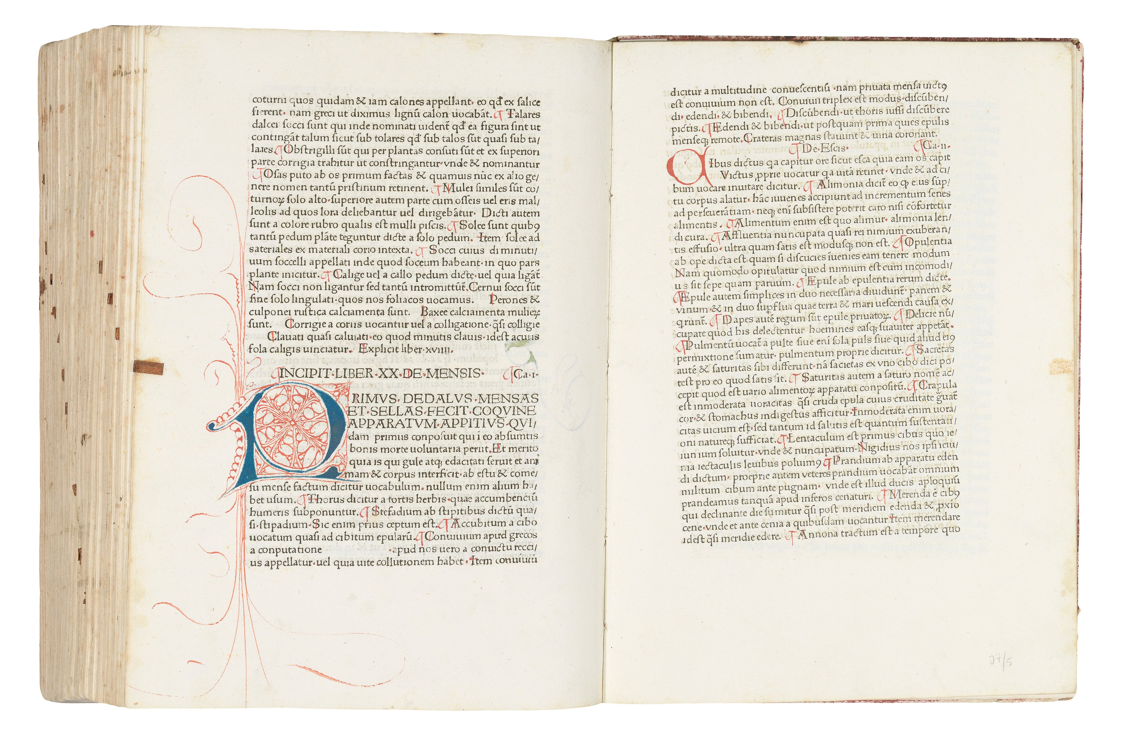 An excerpt from an atlas with the capital letters hand-decorated with flourishes and embellishments.