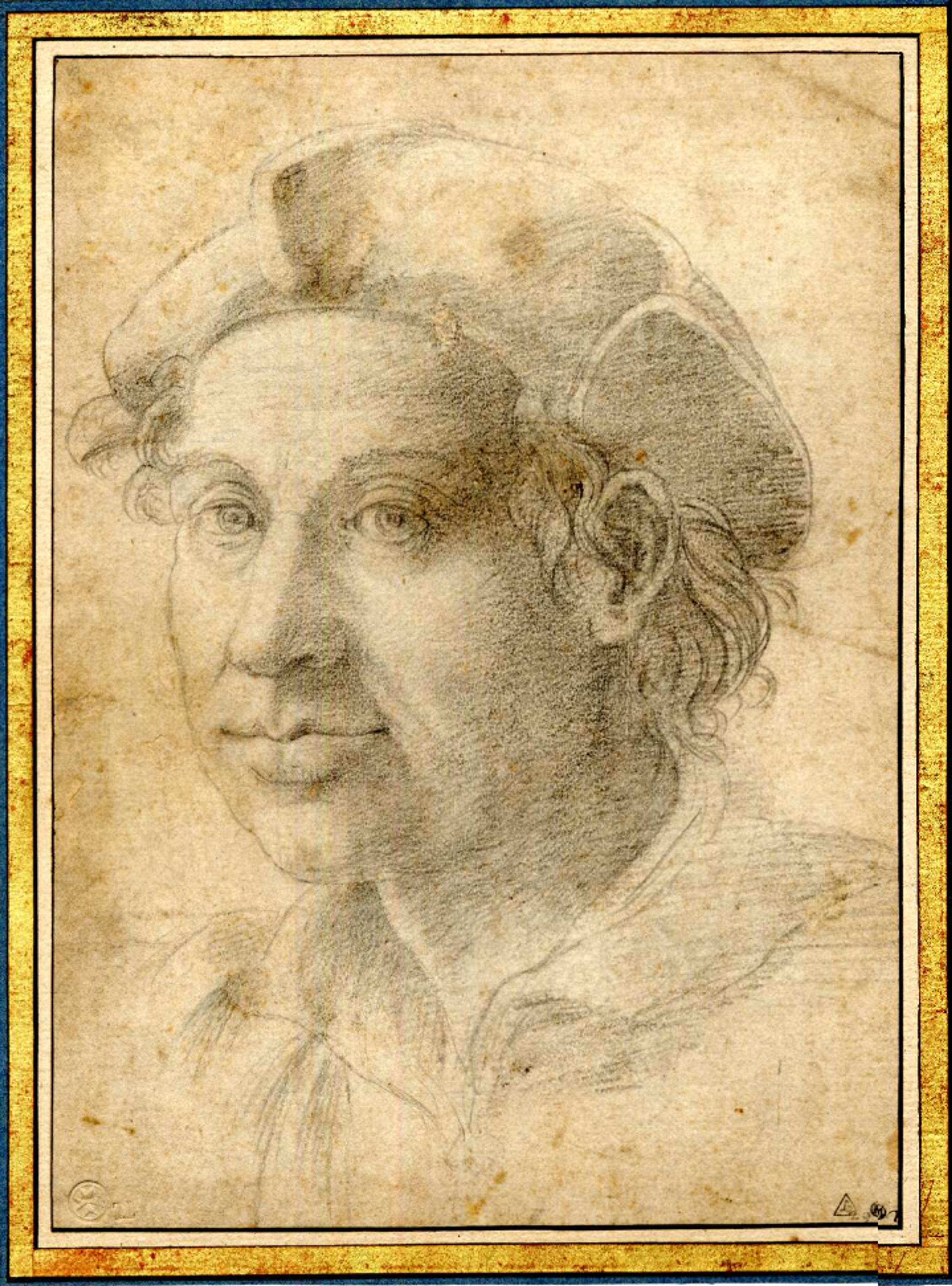 A slightly faded black and white portrait of Antonio Salamanca, a clean shaven man, who's looking to the left and wearing a hat.