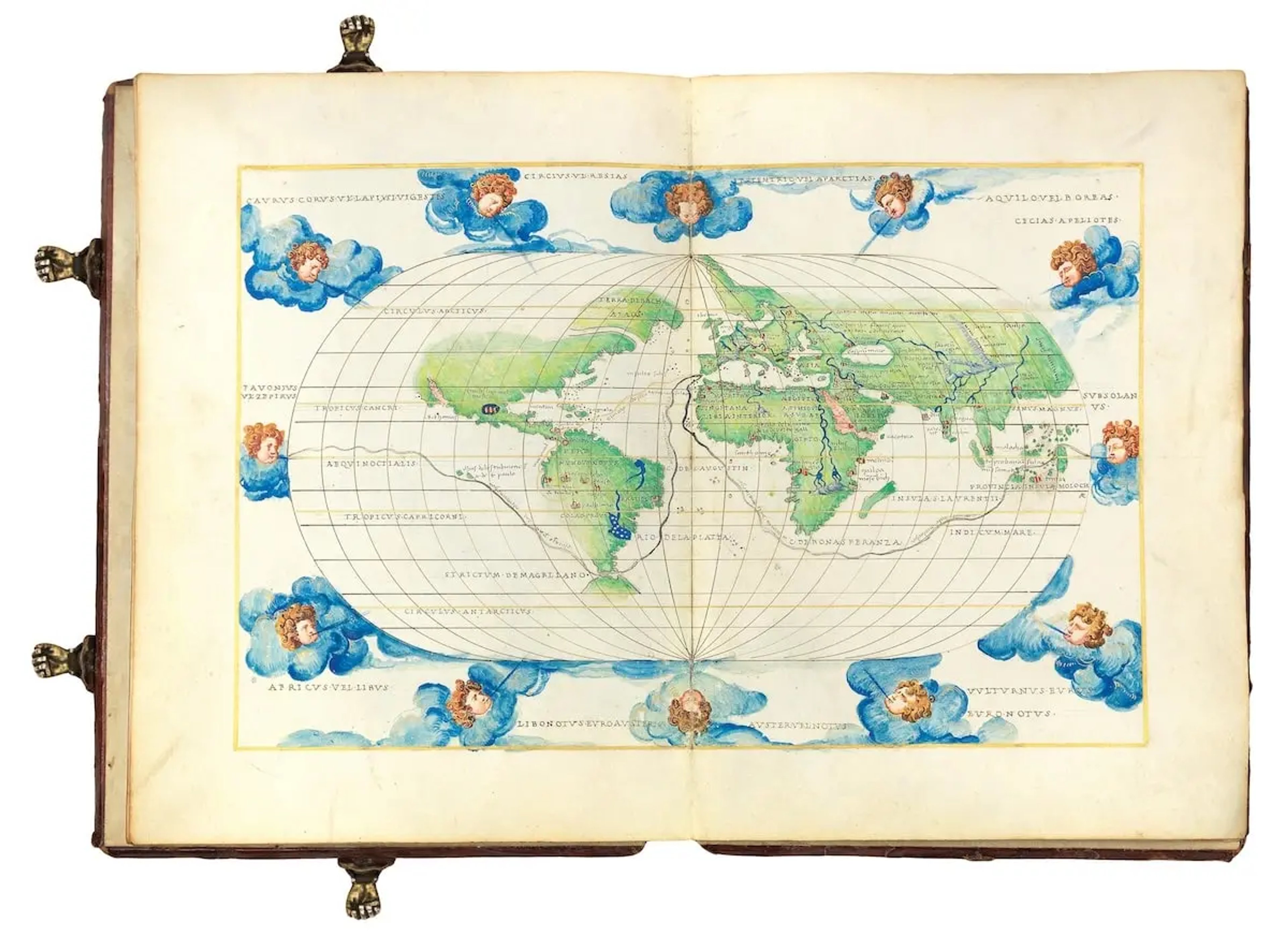 The "Harisse Codex" portolan atlas by Agnese, surrounded by 12 Wind Heads.