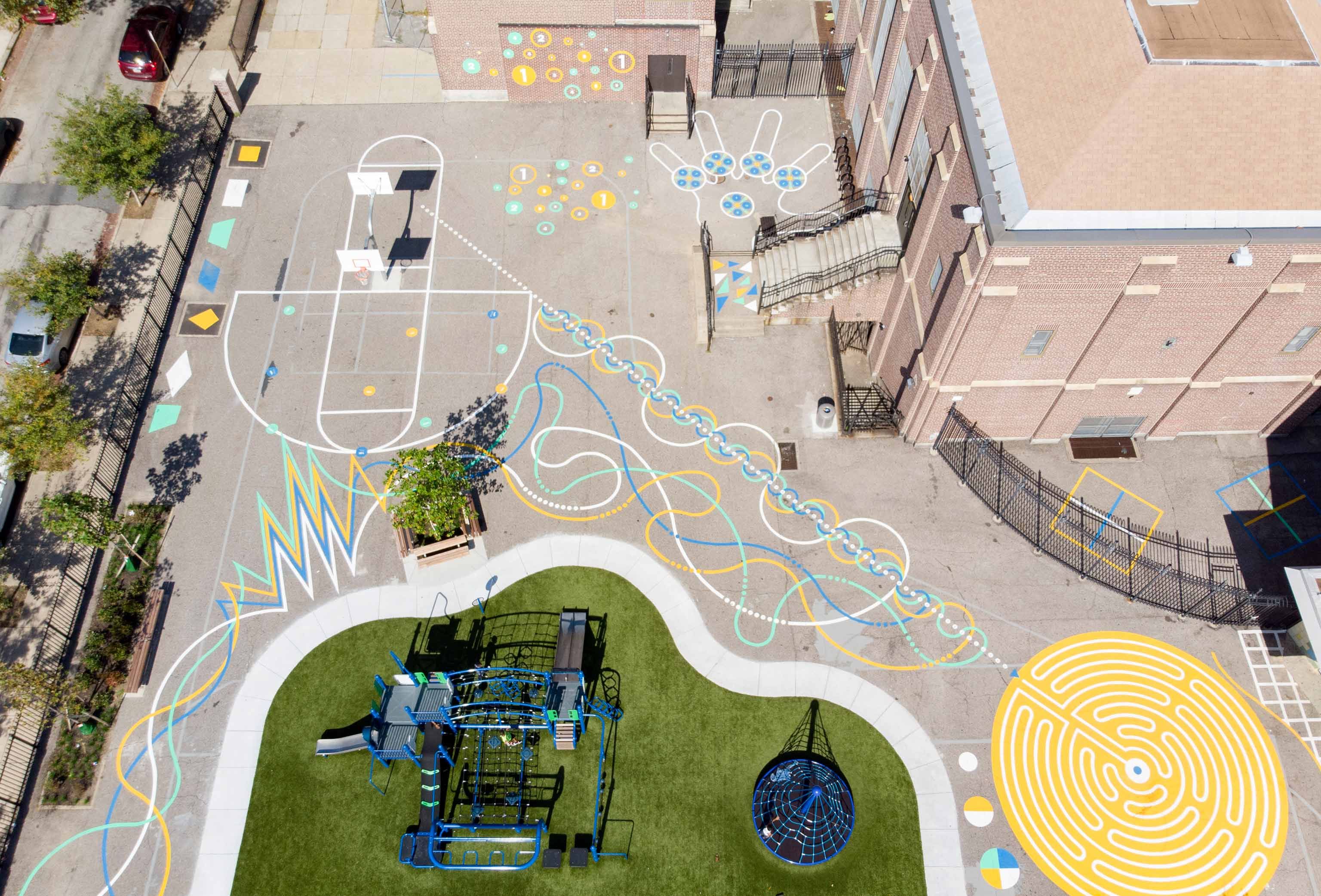 birds eye view of playground