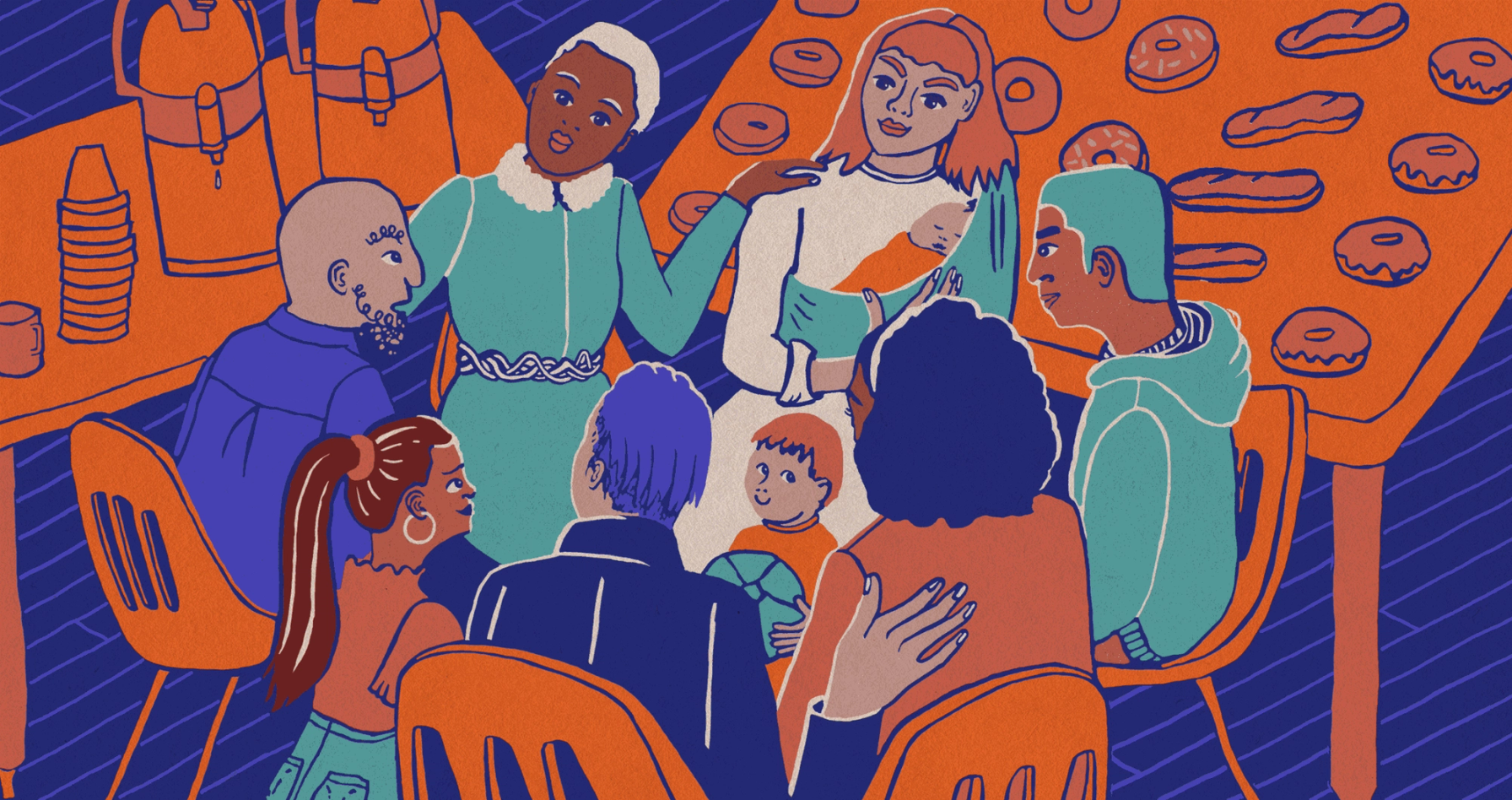 Illustration of a group of people in a circle