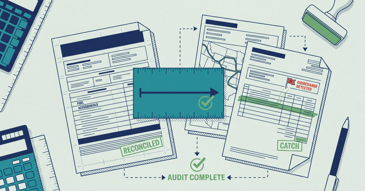 Freight invoice reconciliation software dashboard showing carrier billing discrepancies flagged before payment