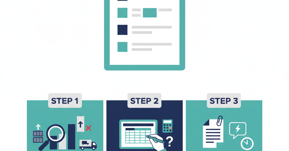 Freight logistics illustration showing carrier invoice audit workflow with documents and checkpoints