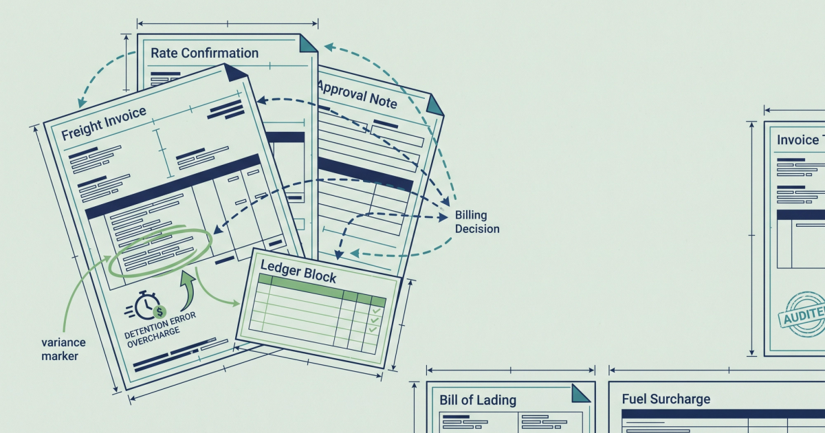 Freight audit software dashboard showing carrier invoice review and billing discrepancy alerts