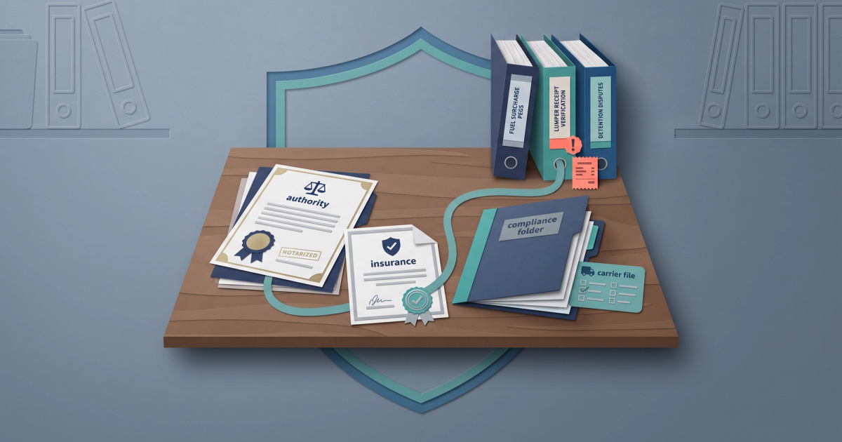 Freight compliance audit software workflow showing invoice verification against rate con and regulatory documents