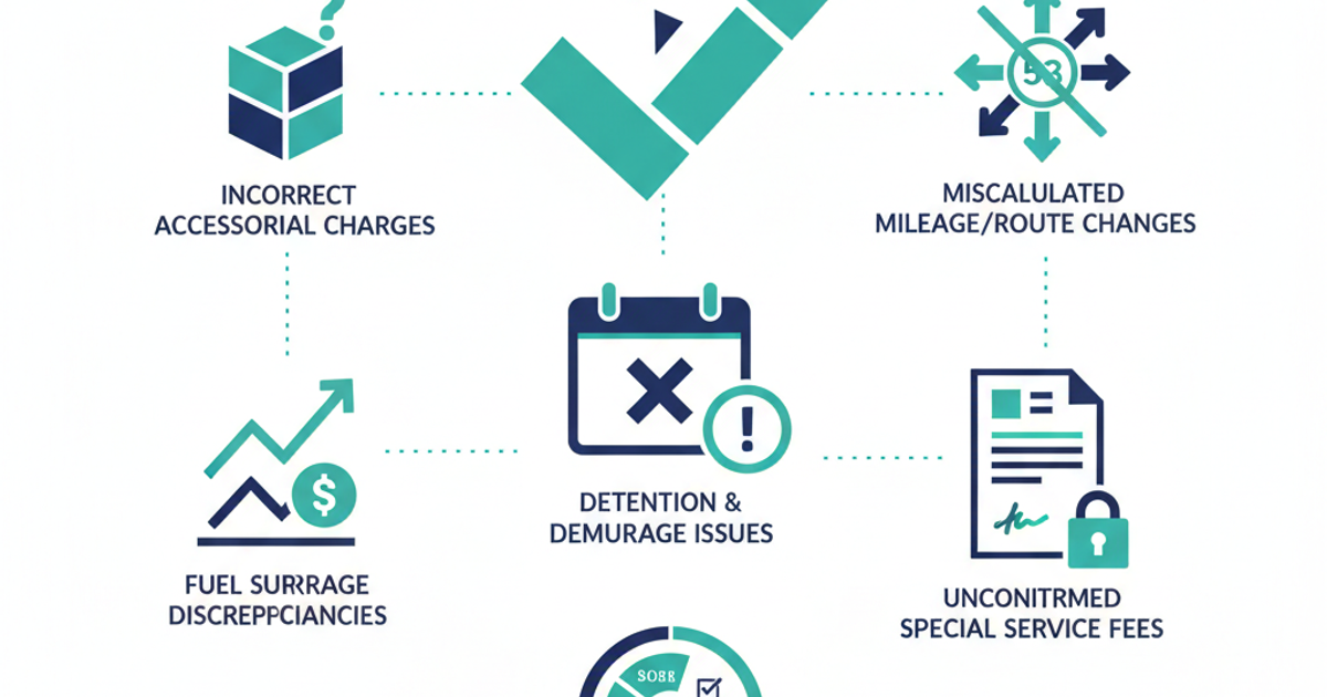 Freight logistics illustration showing rate confirmation documents and invoice comparison