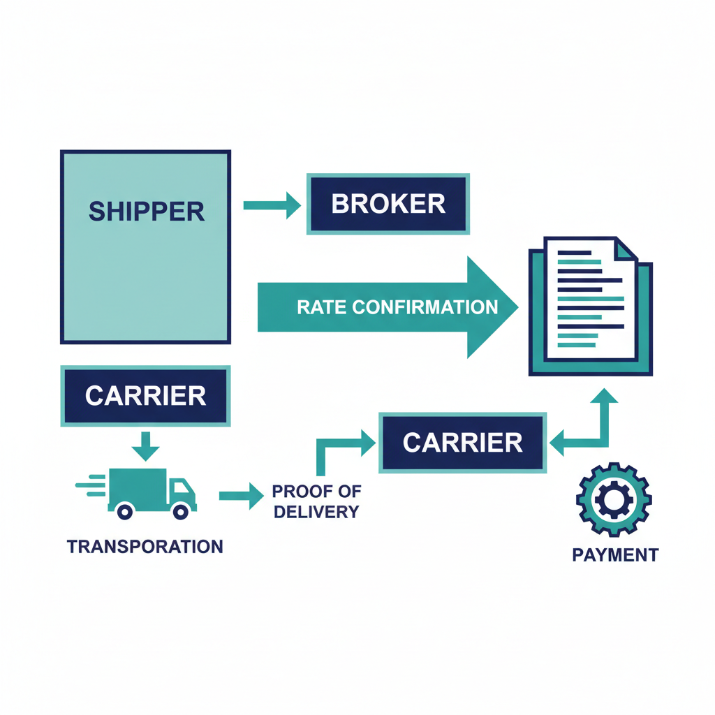 Diagram showing five rate con fields carriers commonly use to bill above agreed rates