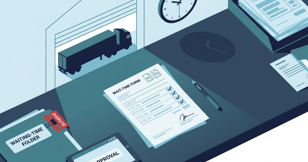 Freight broker reviewing container detention charge invoice against rate confirmation