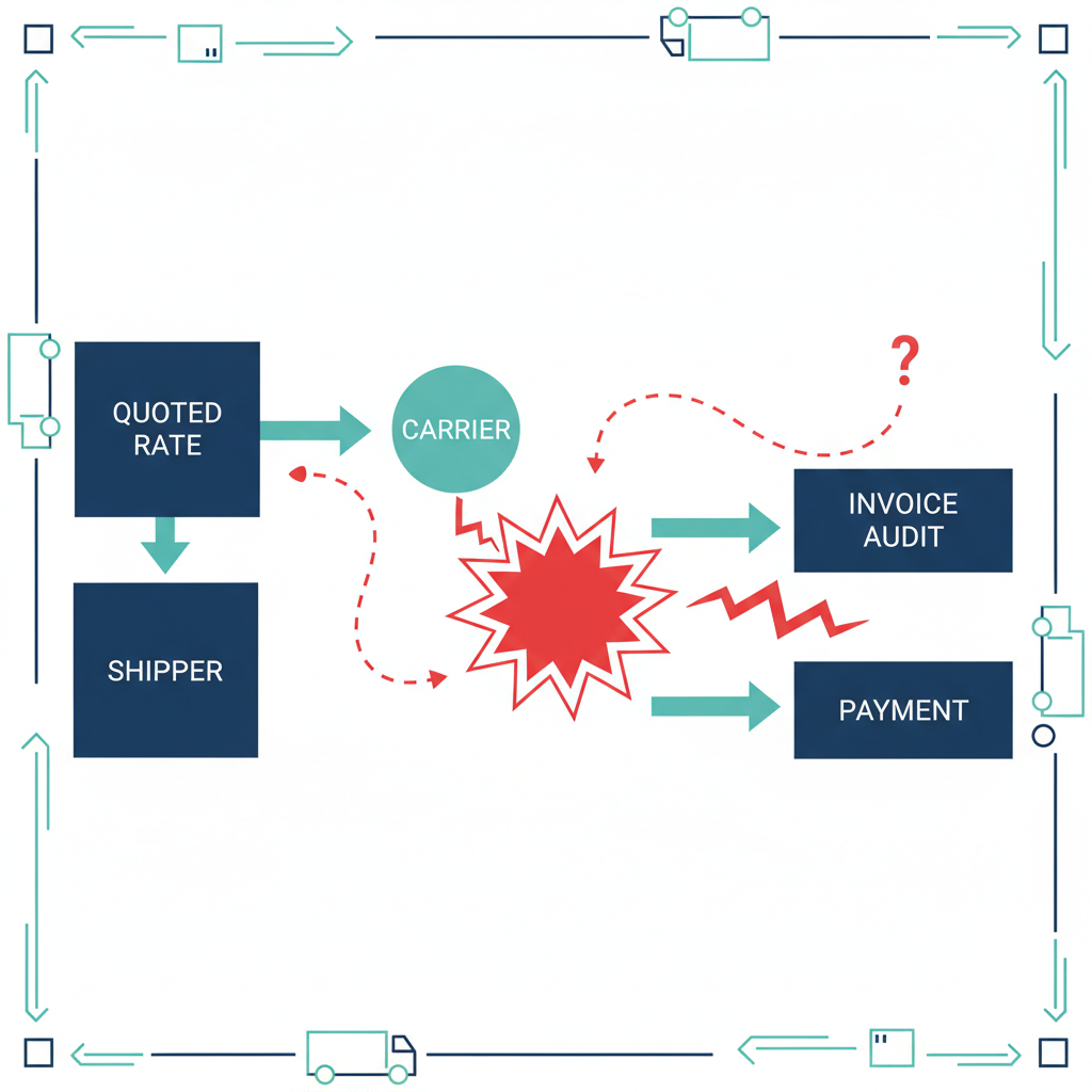 Diagram showing step-by-step rate con audit process for freight brokers