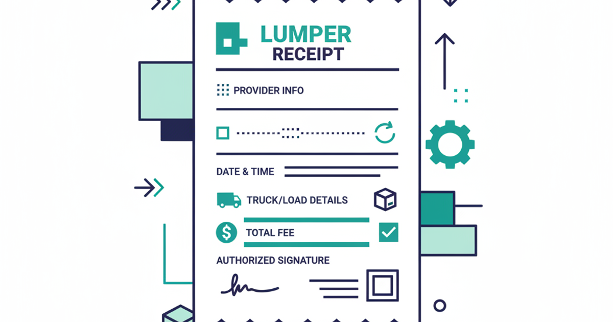 Freight logistics illustration showing lumper receipt documentation workflow at a warehouse facility