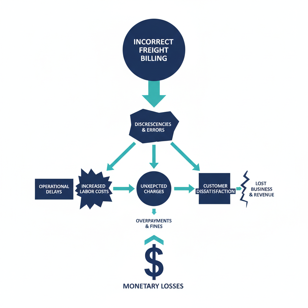 Diagram of the audit-to-recovery workflow for freight invoice reconciliation showing five steps from rate con matching to dispute collection