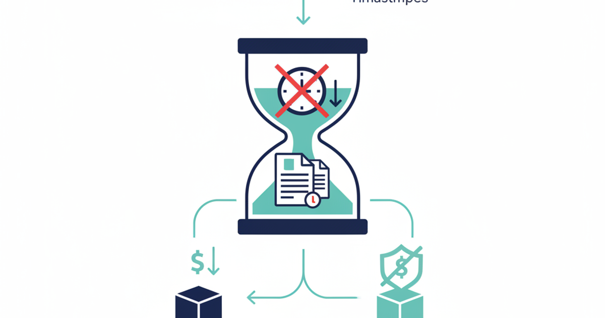 Freight logistics illustration showing a warehouse dock with a truck and clock representing detention time