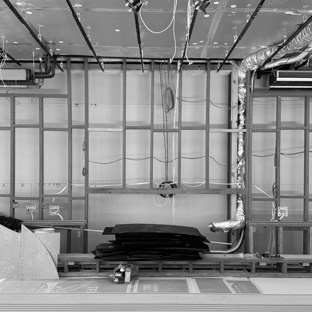 Steel wall framing and ceiling services during construction at Esplanade