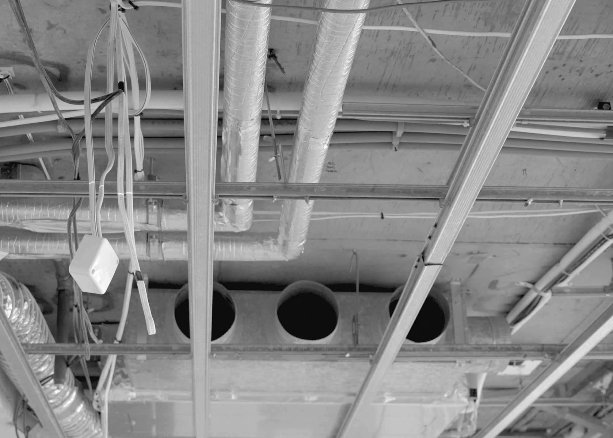 Ductwork and ceiling framing exposed during the Elizabeth Bay renovation