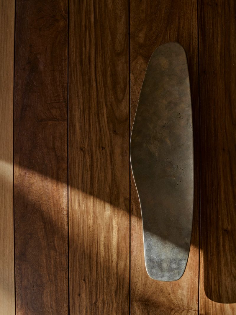 Stone door handle set into a timber door