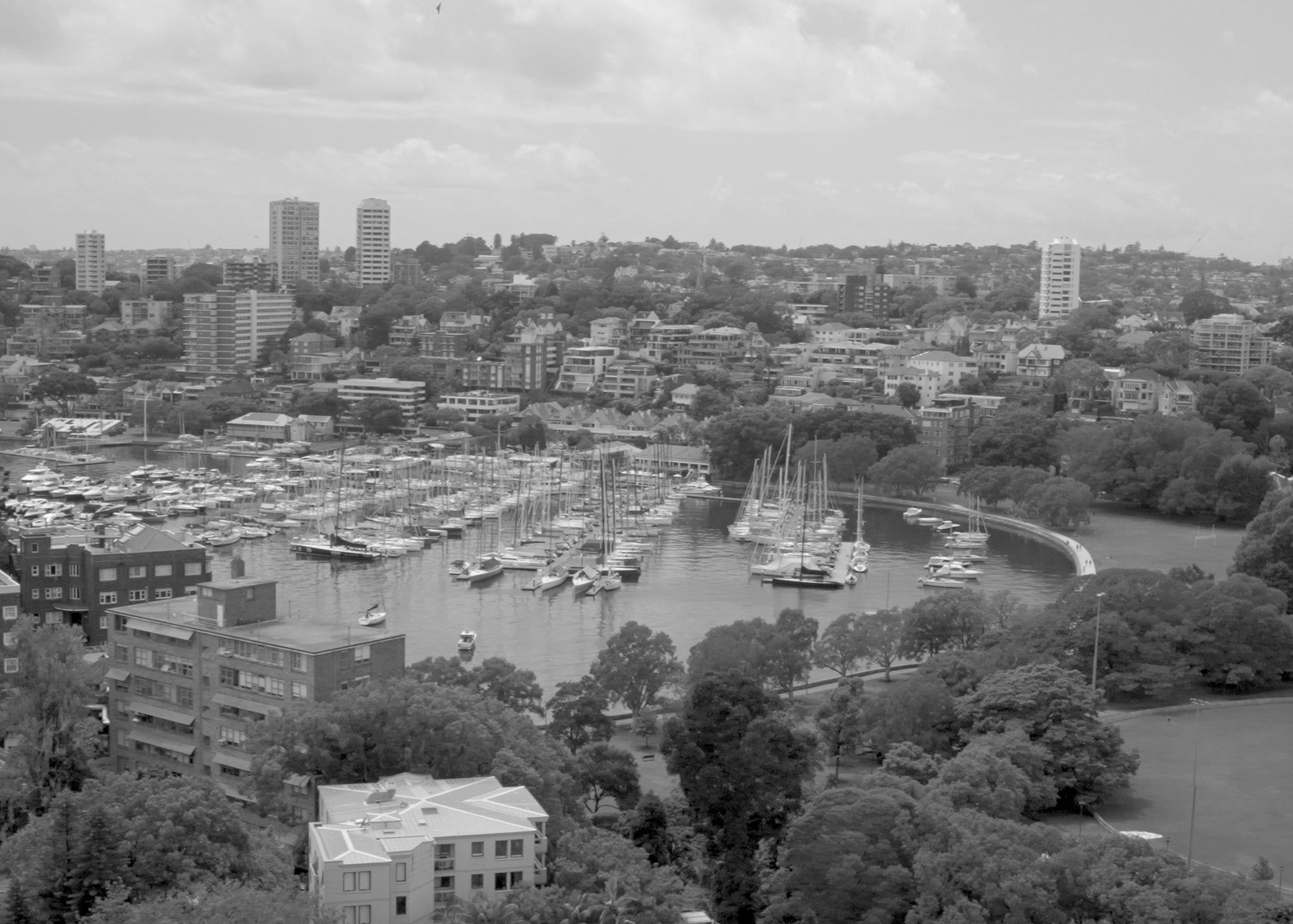 View from the Elizabeth Bay site over the marina and harbourside apartments
