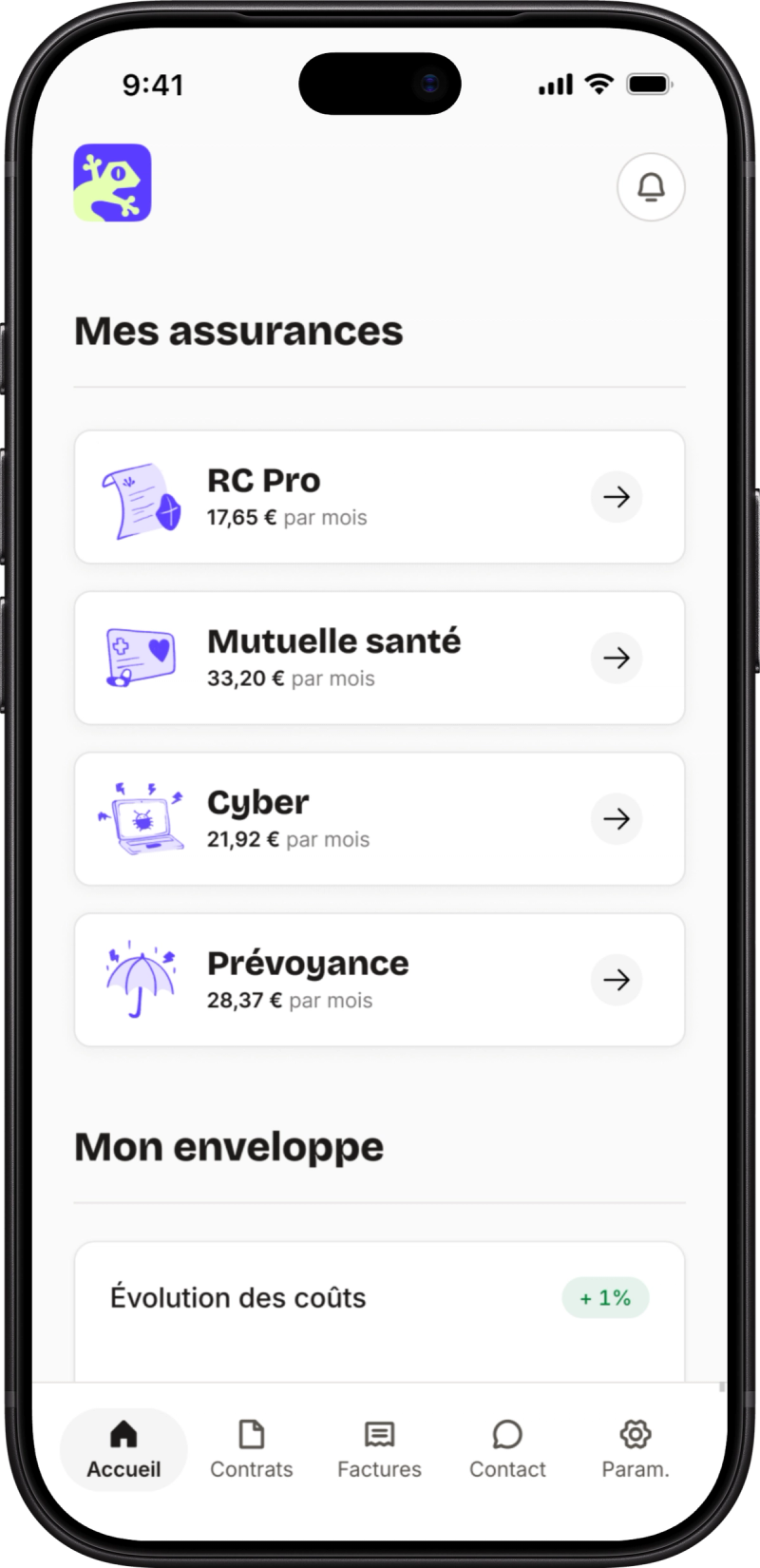 Version mobile de l'espace client digital Vinko