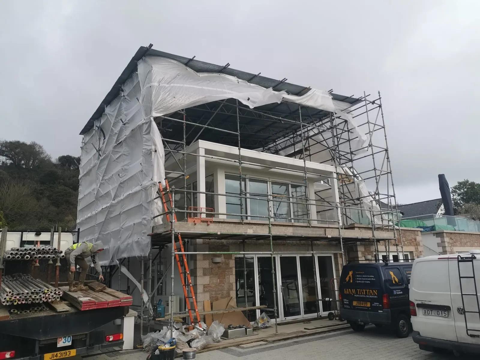 Conversion in progress with scaffolding