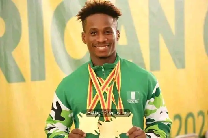 Cover image for Udofia-led squad snatched 9 gold in men's weightlifting