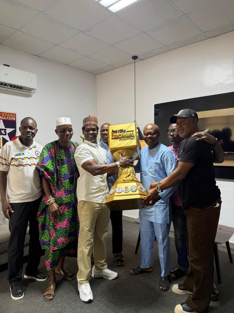 Cover image for LAGOS EX- INTERNATIONALS CUP: Lagos FA board pays courtesy visit to Founder Bet9ja Foundation, Hon. Soname