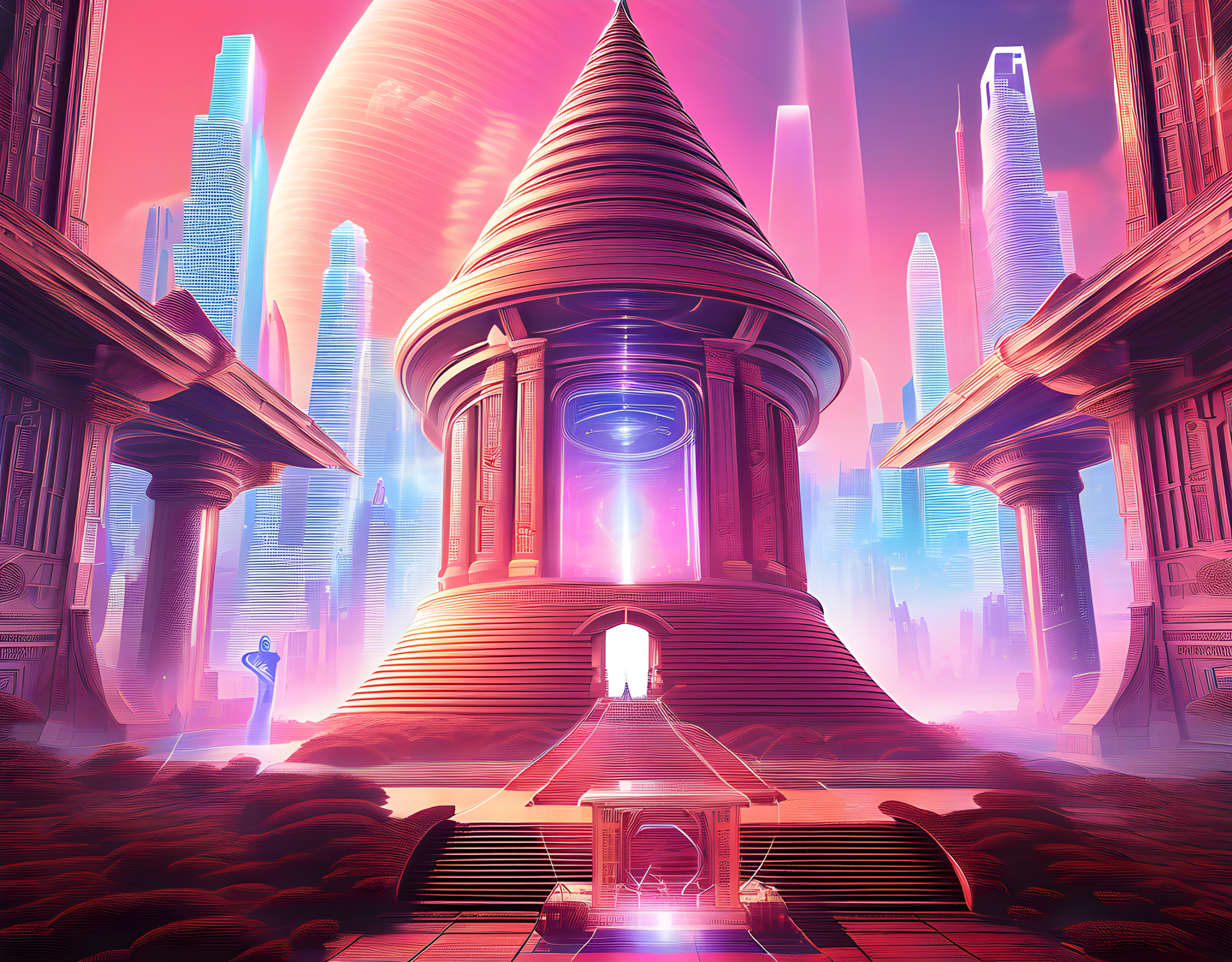 A light temple connecting all the realms together