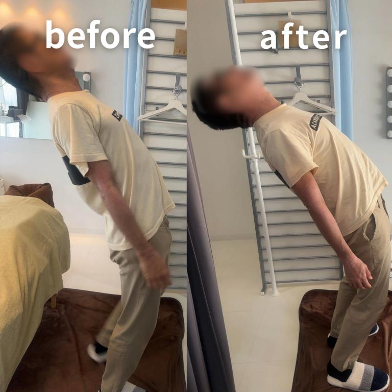 大腰筋や股関節をゆるめたあとの反らせる動きの前後