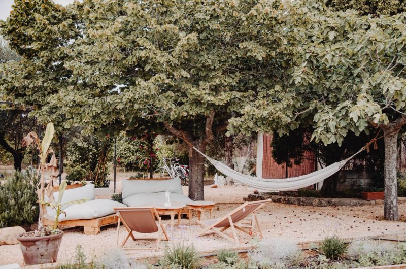 Outdoor furniture set with a hammock