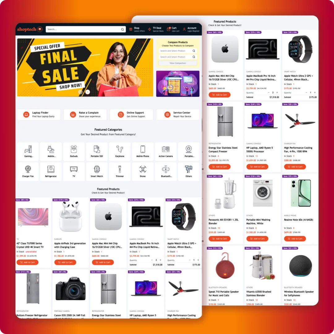 Shoptech Ecommerce Website project screenshot